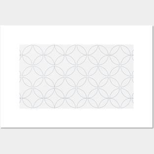 White blue  geometric pattern Posters and Art